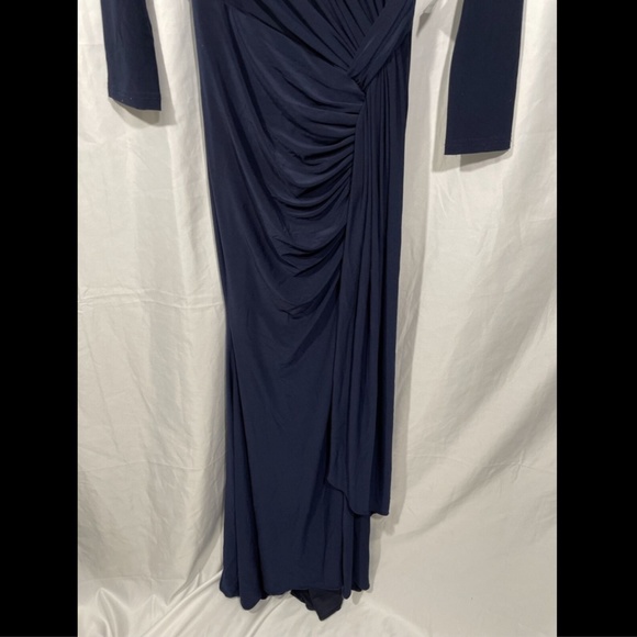 NWD XSCAPE Beaded Neck Long Sleeve Ruched Gown 2 - Picture 8 of 12